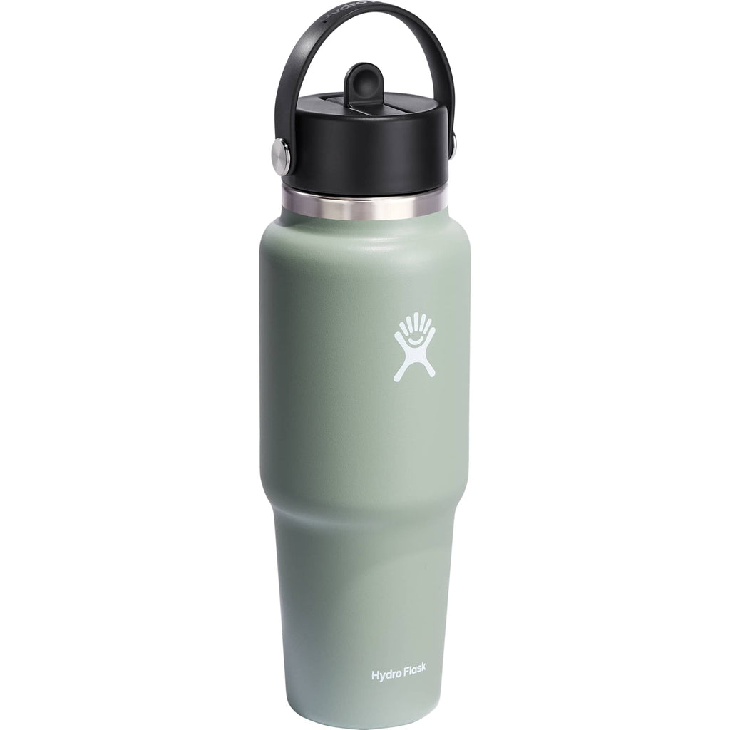 Hydro Flask Travel Bottle with Flex Straw Cap, 32 oz Full Color - Agave - Right Angle