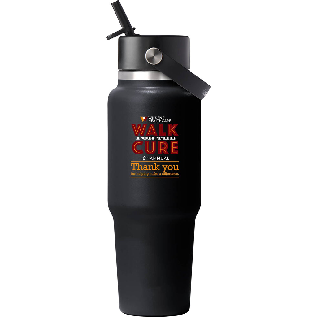 Hydro Flask Travel Bottle with Flex Straw Cap, 32 oz Full Color - Black - Front