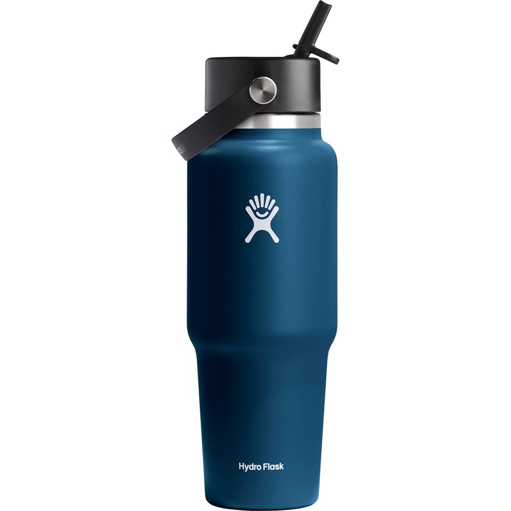 Hydro Flask Travel Bottle with Flex Straw Cap, 32 oz Full Color - Indigo - Back