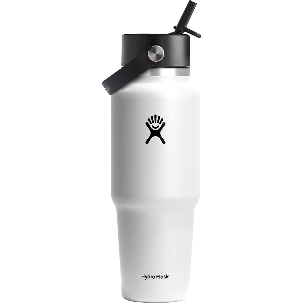 Hydro Flask Travel Bottle with Flex Straw Cap, 32 oz Full Color - White - Back