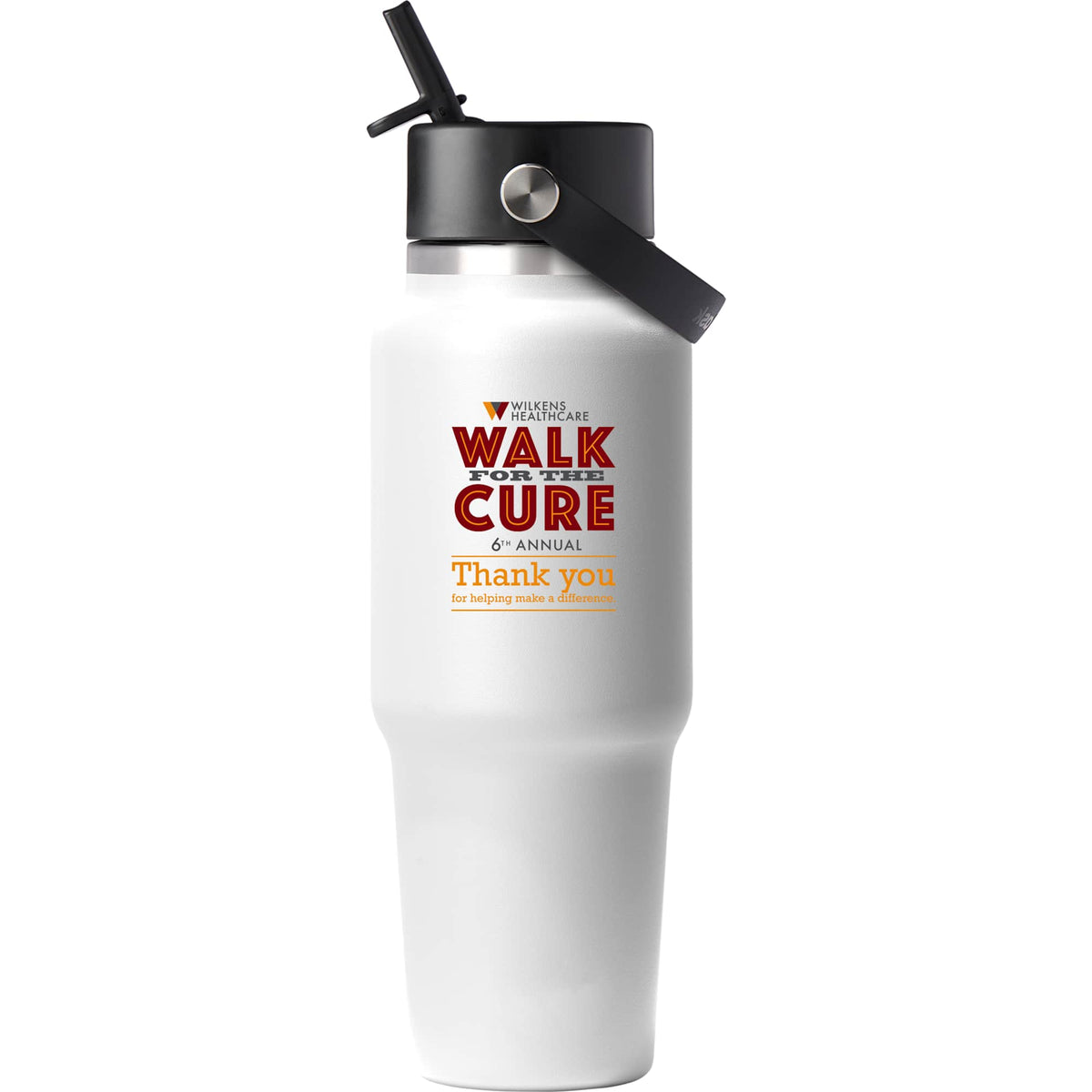 Hydro Flask Travel Bottle with Flex Straw Cap, 32 oz Full Color - White - Front