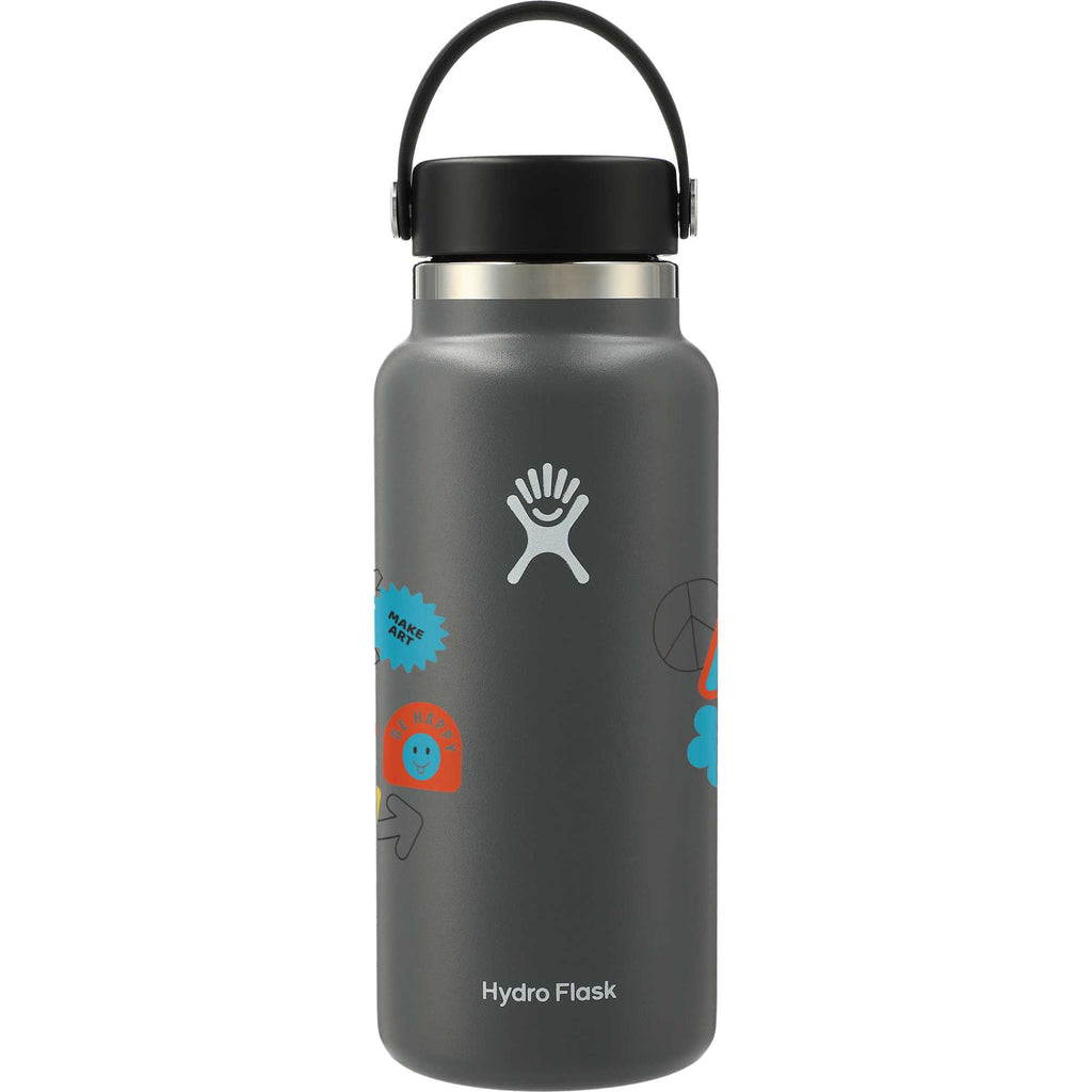Hydro Flask Wide Mouth Bottle with Flex Cap, 32 oz Laser Engraving - Stone - Back