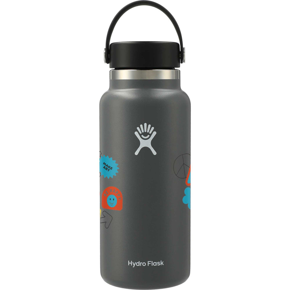 Hydro Flask Wide Mouth Bottle with Flex Cap, 32 oz Laser Engraving - Stone - Back