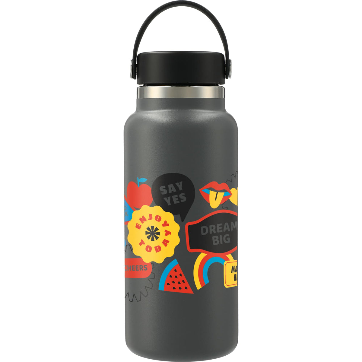 Hydro Flask Wide Mouth Bottle with Flex Cap, 32 oz Laser Engraving - Stone - Front 2