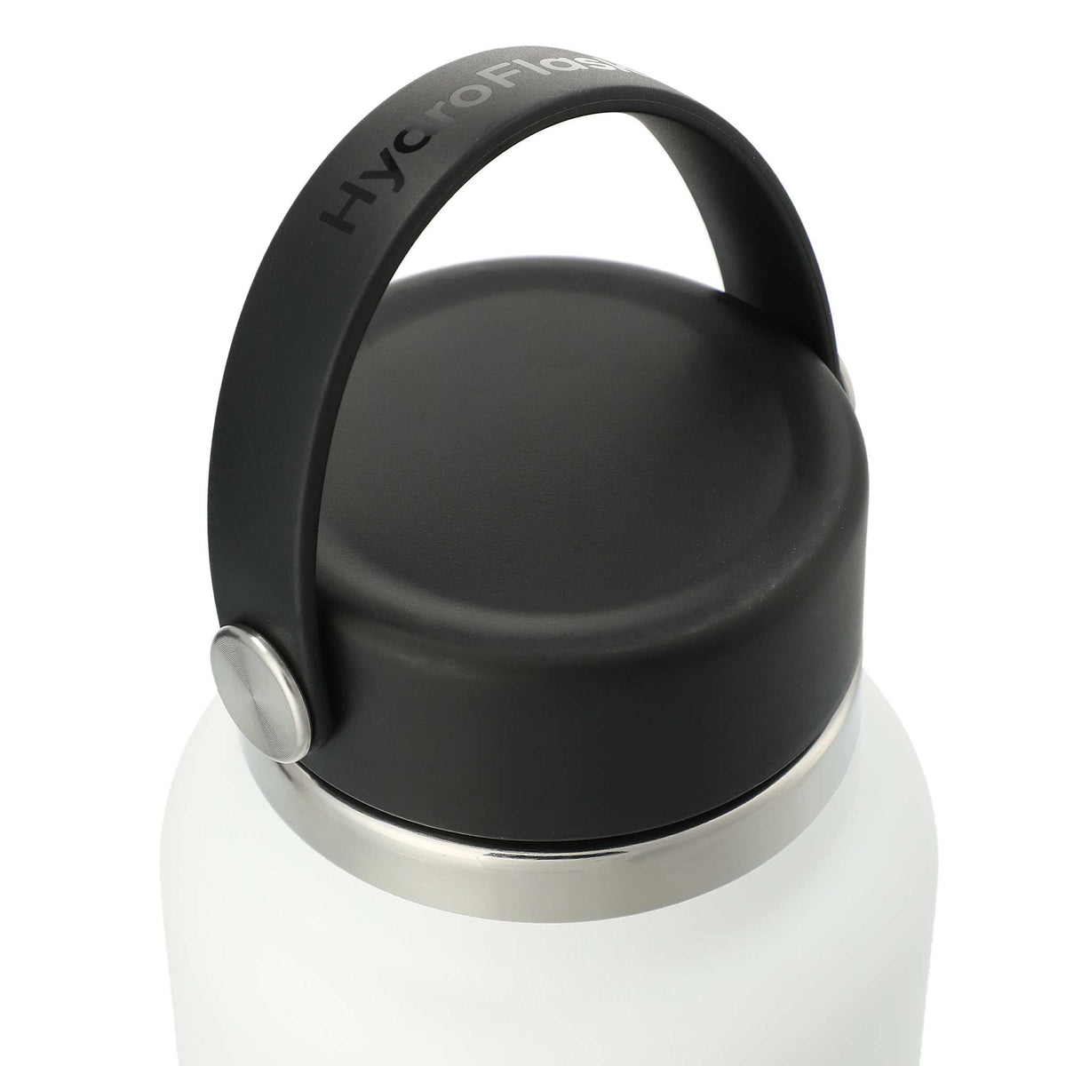Hydro Flask Wide Mouth Bottle with Flex Cap, 32 oz Laser Engraving - White - Right Angle
