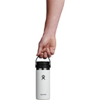 Hydro Flask Wide Mouth Bottle with Flex Sip Lid, 16 oz Laser Engraving - White - Back Holding