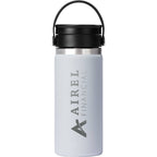 Hydro Flask Wide Mouth Bottle with Flex Sip Lid, 16 oz Laser Engraving - White - Front