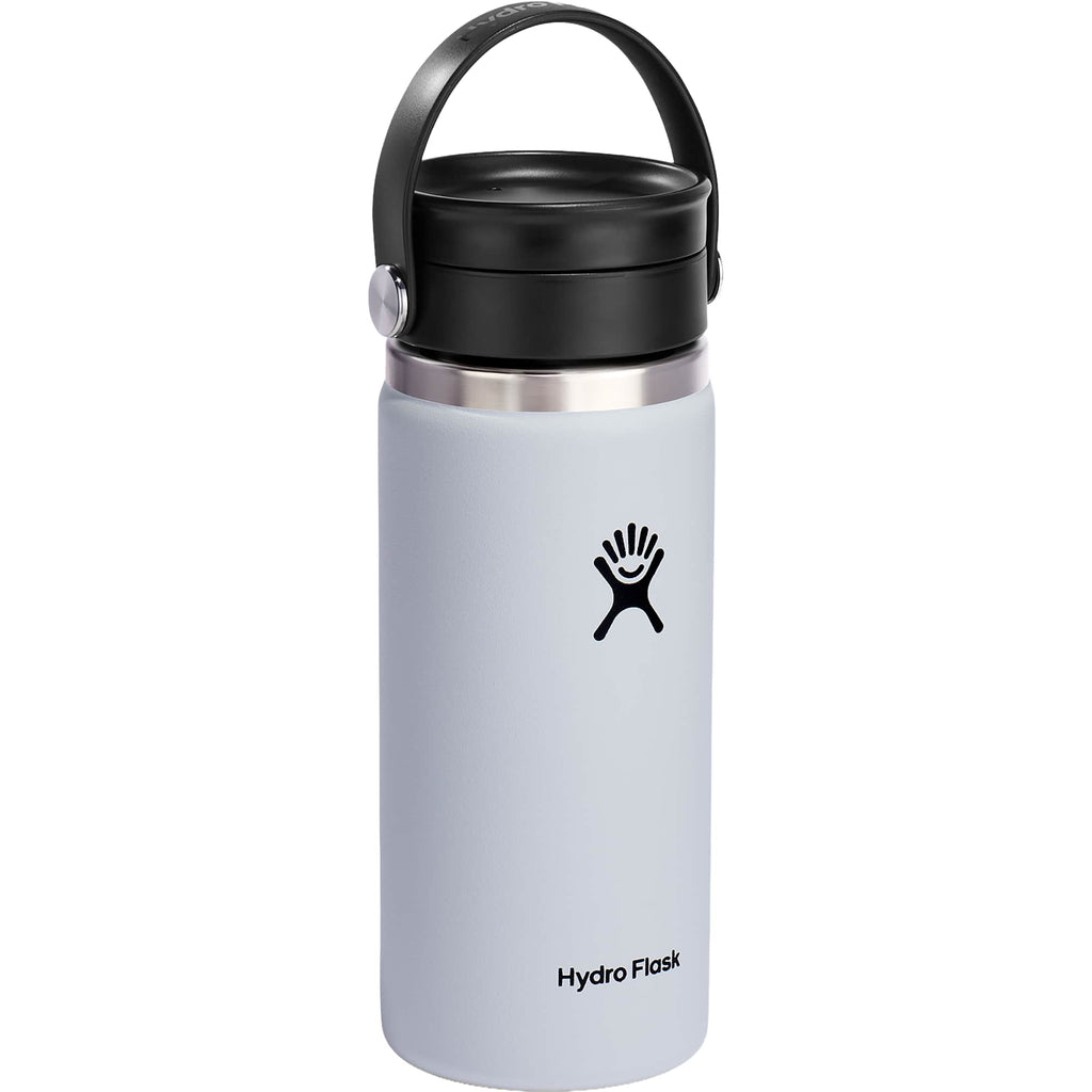 Hydro Flask Wide Mouth Bottle with Flex Sip Lid, 16 oz Laser Engraving - White - Right Angle