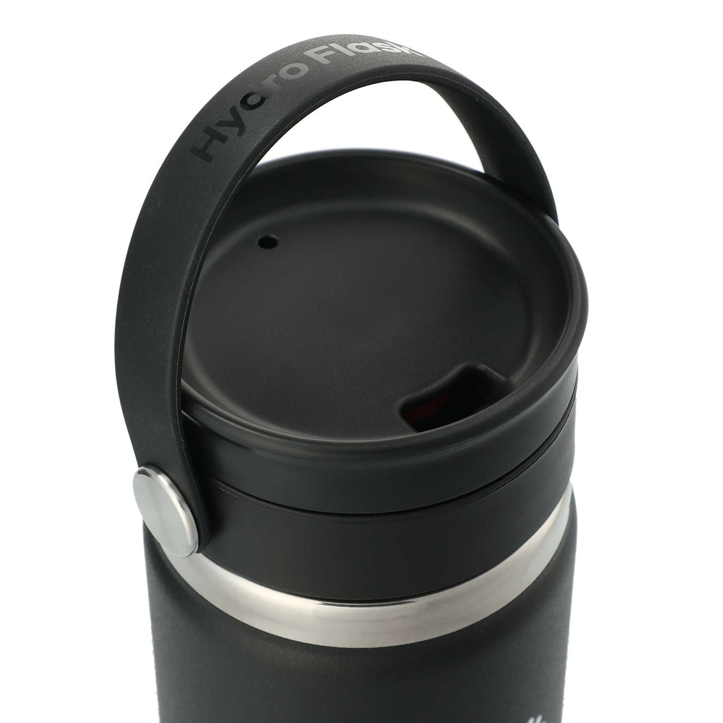 Hydro Flask Wide Mouth Bottle with Flex Sip Lid, 20 oz Laser Engraving - Black - Right Angle