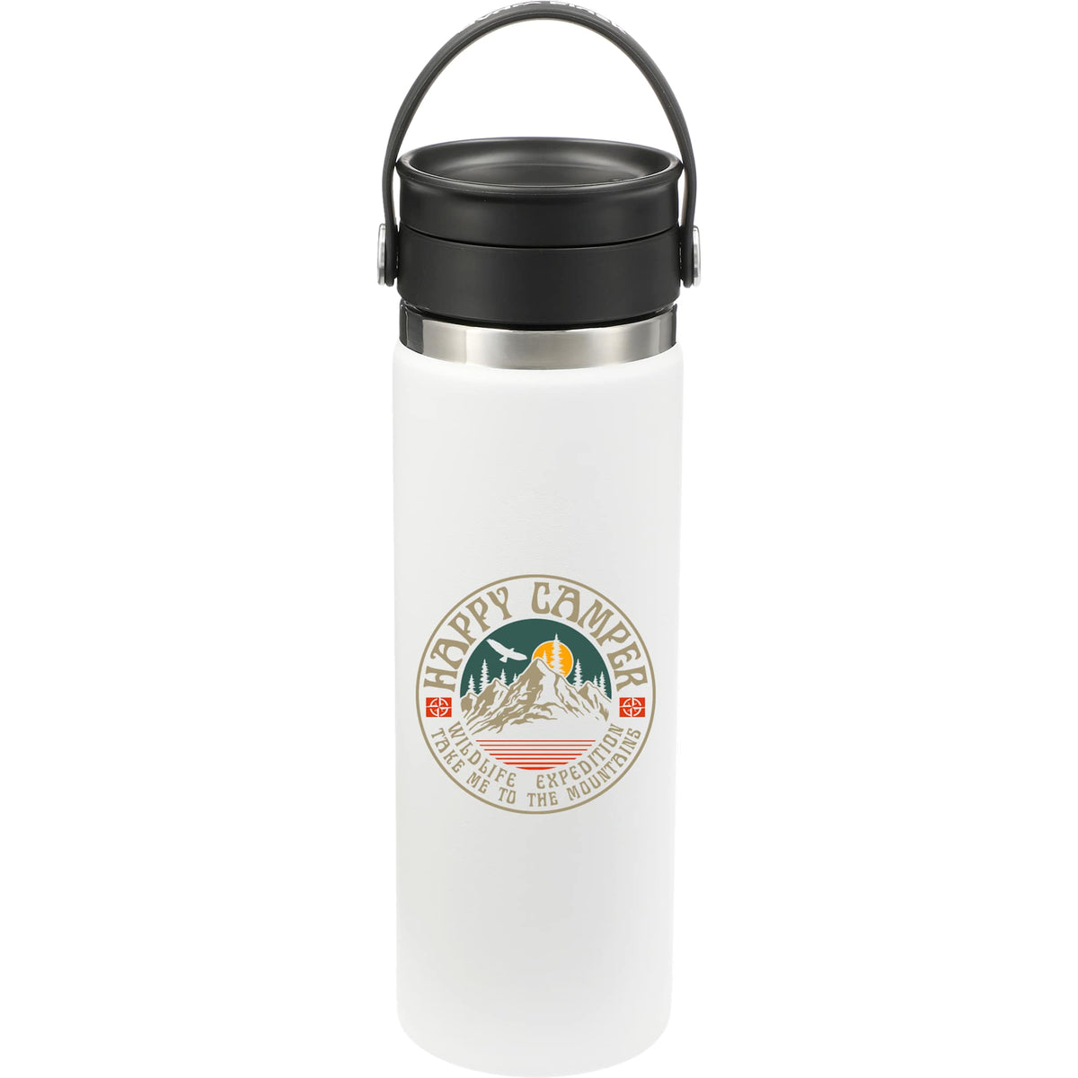 Hydro Flask Wide Mouth Bottle with Flex Sip Lid, 20 oz Laser Engraving - White - Front