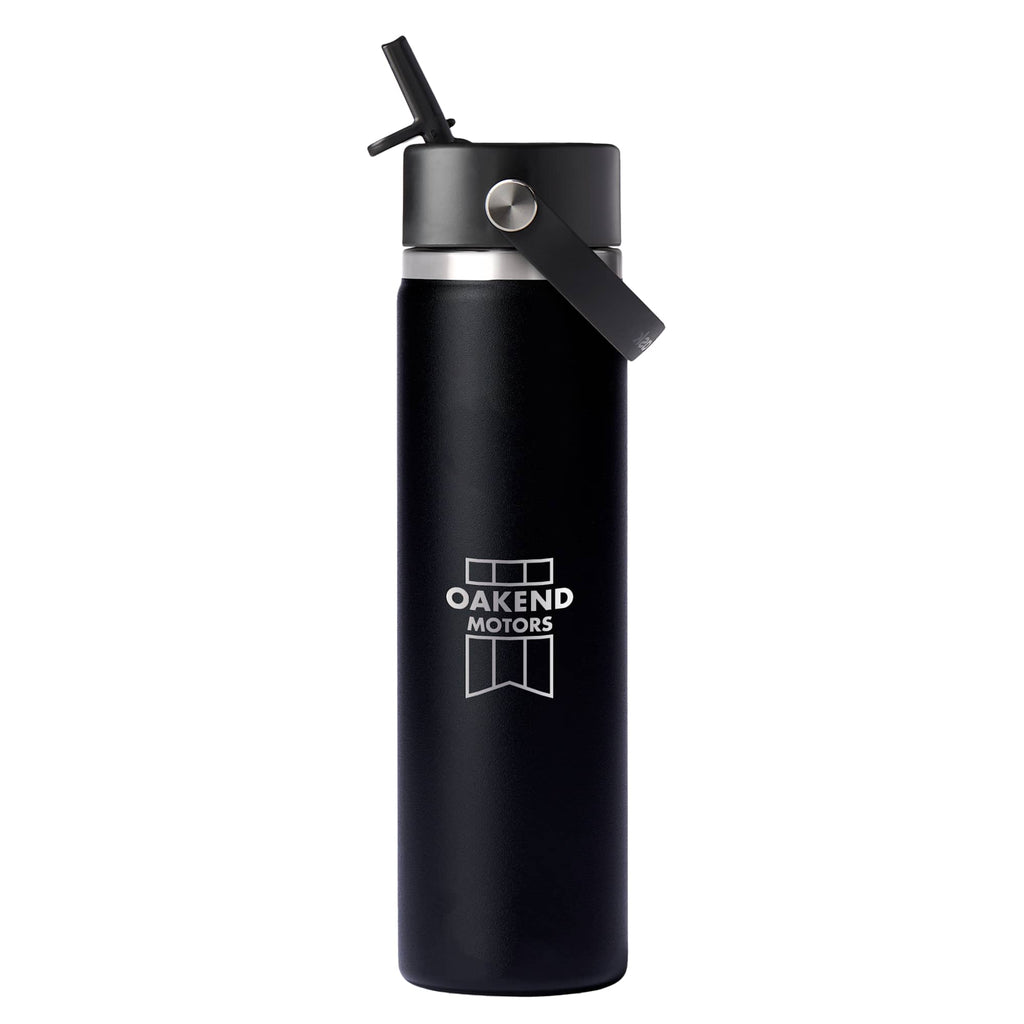 Hydro Flask Wide Mouth Bottle with Flex Straw Cap, 24 oz - Black - Back