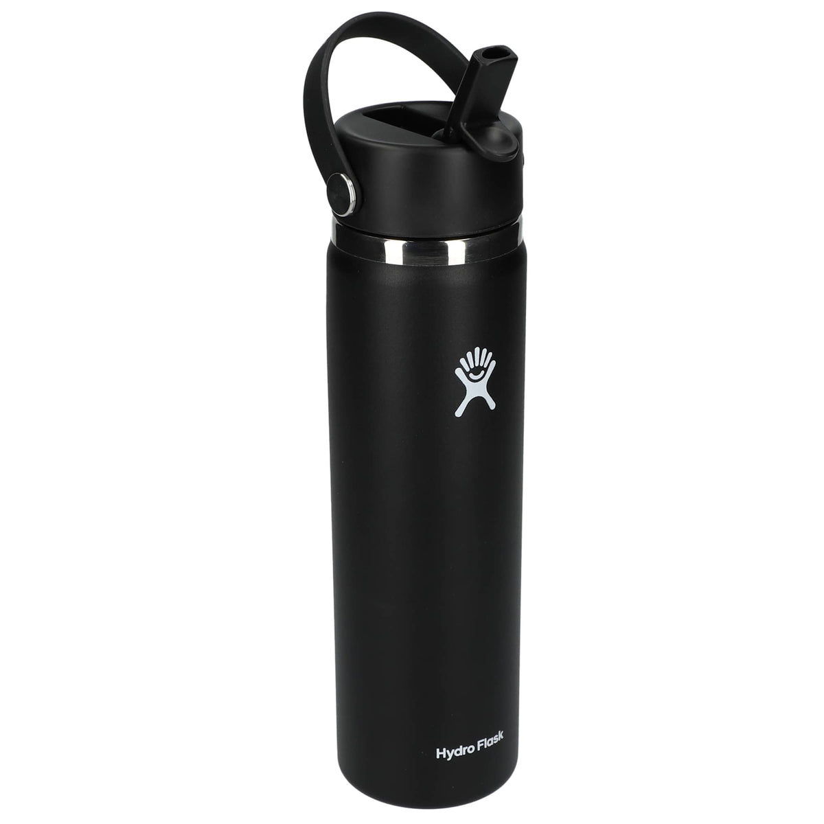 Hydro Flask Wide Mouth Bottle with Flex Straw Cap, 24 oz - Black - Right Angle 2