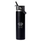 Hydro Flask Wide Mouth Bottle with Flex Straw Cap, 24 oz Laser Engraving - Black - Back