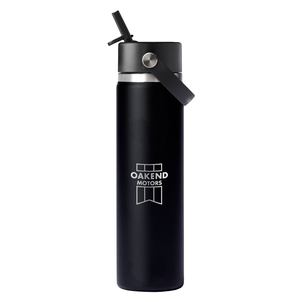 Hydro Flask Wide Mouth Bottle with Flex Straw Cap, 24 oz Laser Engraving - Black - Back