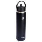 Hydro Flask Wide Mouth Bottle with Flex Straw Cap, 24 oz Laser Engraving - Black - Right Angle 4