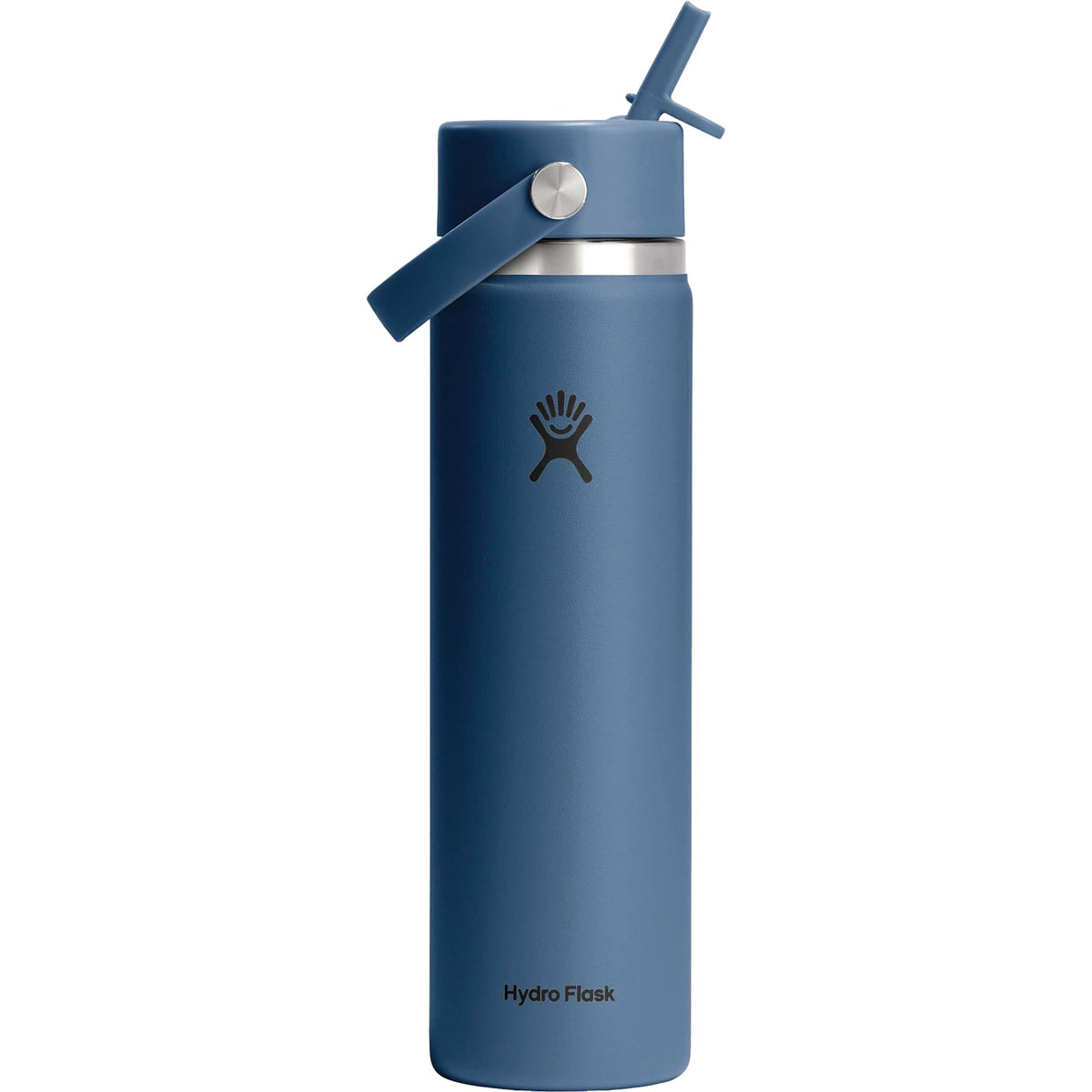 Hydro Flask Wide Mouth Bottle with Flex Straw Cap, 24 oz Laser Engraving - Harbor Blue - Photo