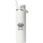 Hydro Flask Wide Mouth Bottle with Flex Straw Cap, 24 oz Laser Engraving - White - Front