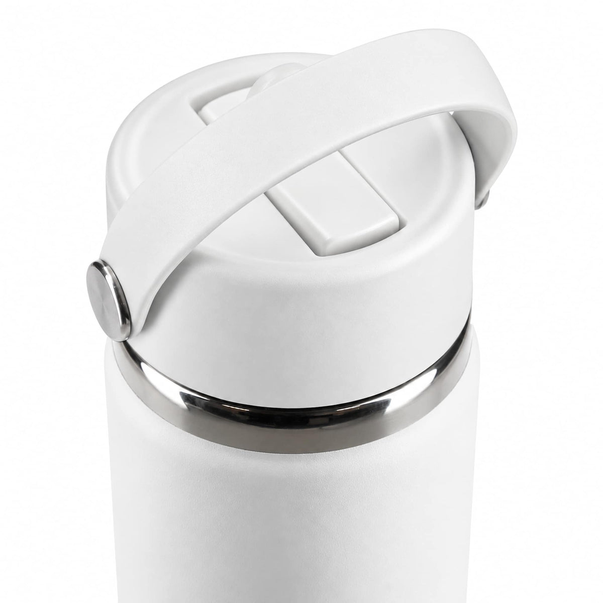 Hydro Flask Wide Mouth Bottle with Flex Straw Cap, 24 oz Laser Engraving - White - Top