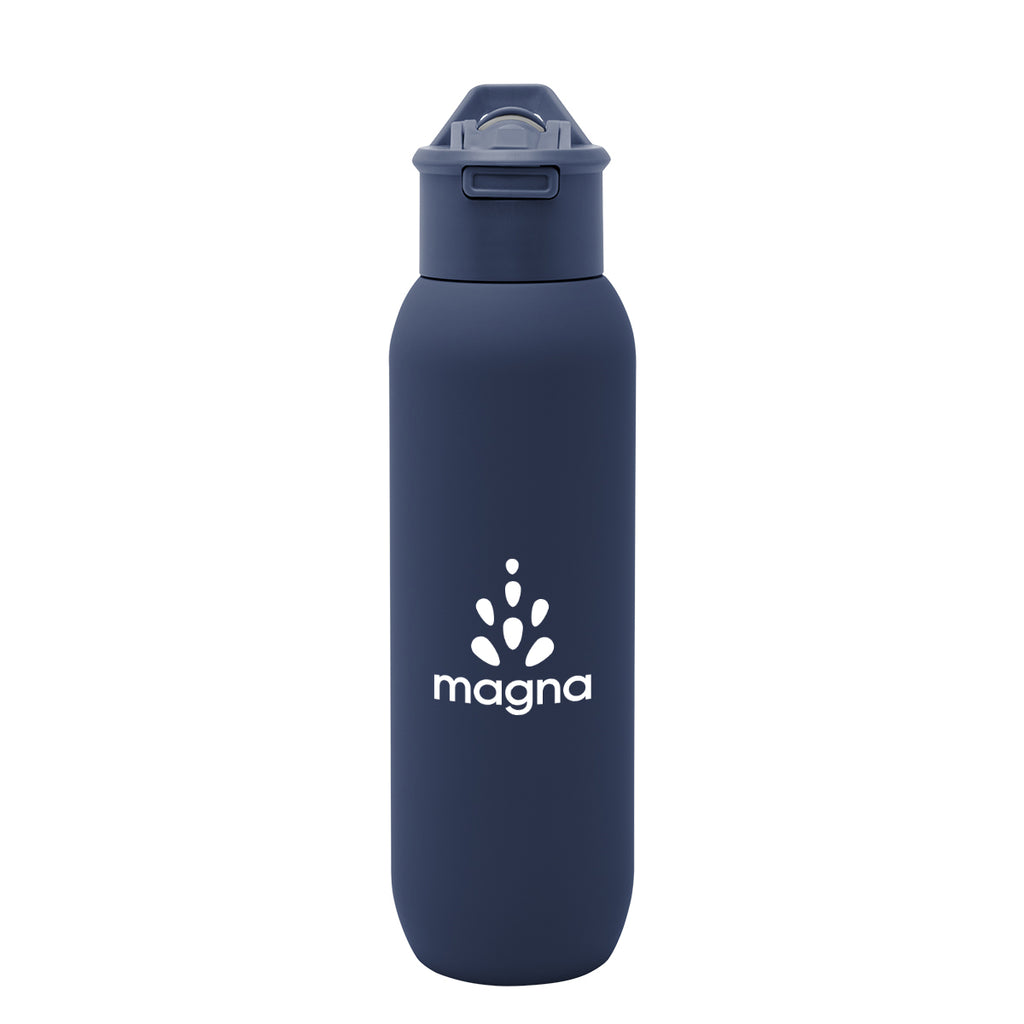 Hydrus Recycled Stainless Steel Bottle, 20 oz - Navy - Silk Screen