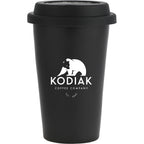 I'm Not a Paper Cup Ceramic Tumbler with Silicone Lid, 10 oz Laser Engraving - Black - Front