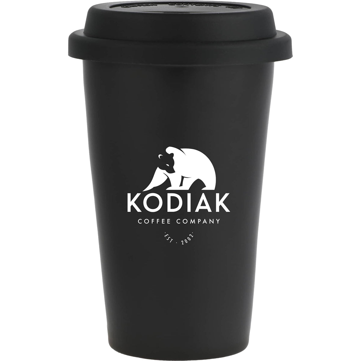 I'm Not a Paper Cup Ceramic Tumbler with Silicone Lid, 10 oz Laser Engraving - Black - Front