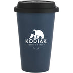 I'm Not a Paper Cup Ceramic Tumbler with Silicone Lid, 10 oz Laser Engraving - Navy - Front