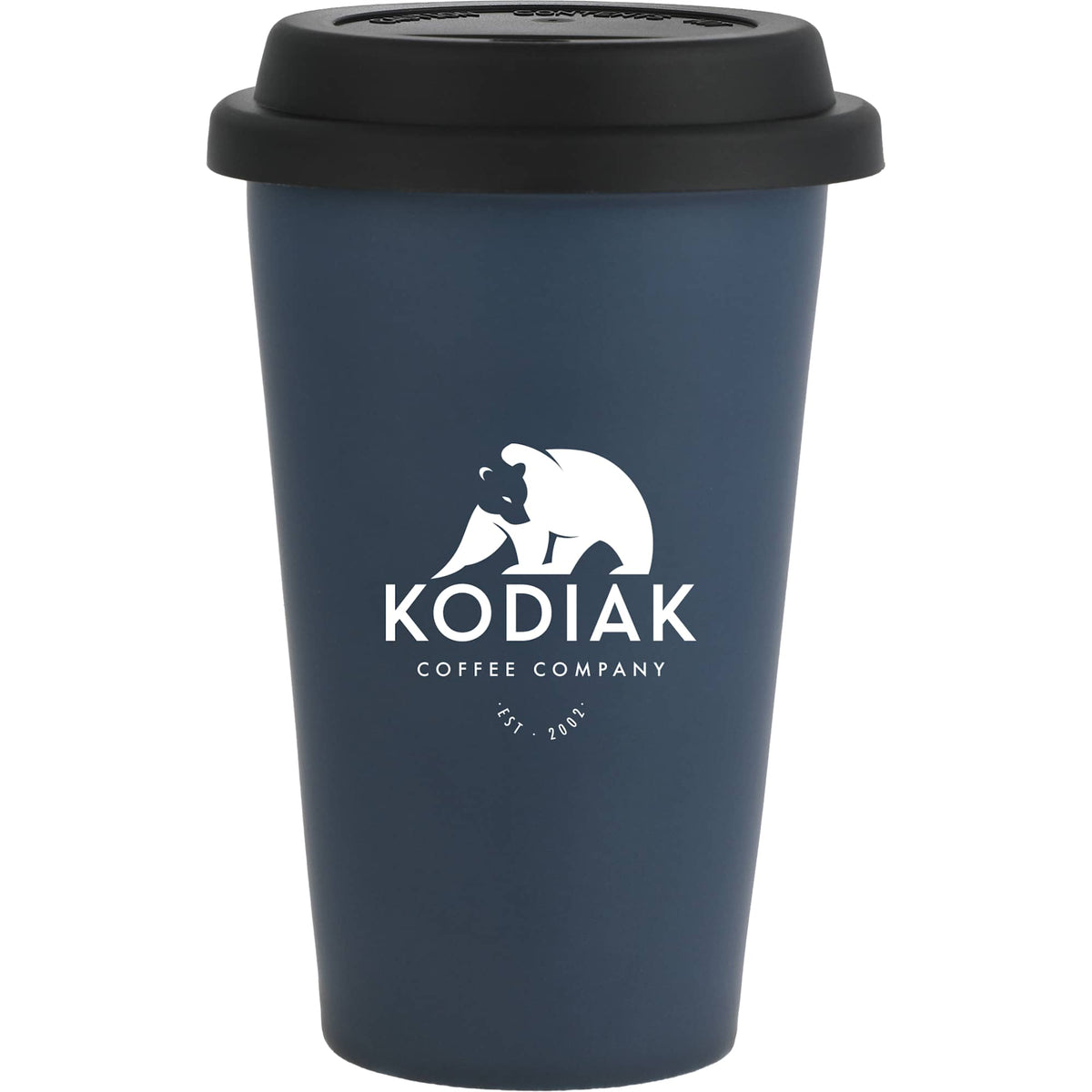 I'm Not a Paper Cup Ceramic Tumbler with Silicone Lid, 10 oz Laser Engraving - Navy - Front