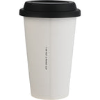 I'm Not a Paper Cup Ceramic Tumbler with Silicone Lid, 10 oz Laser Engraving - White - Back
