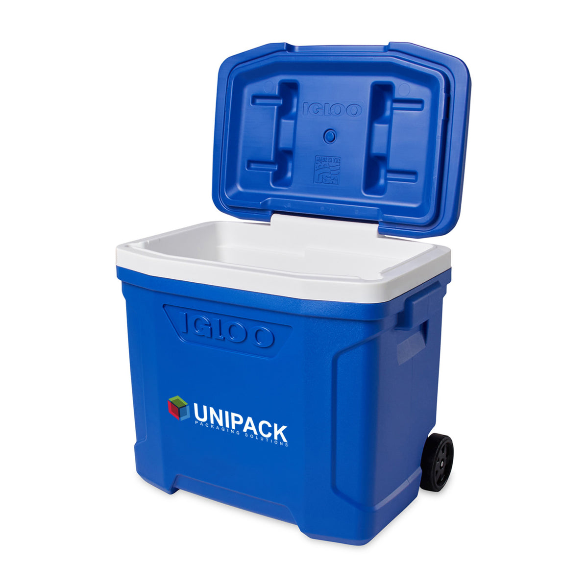 Igloo Profile Roller Cooler, 28 Qt Full Color - White-Majestic Blue - View 3