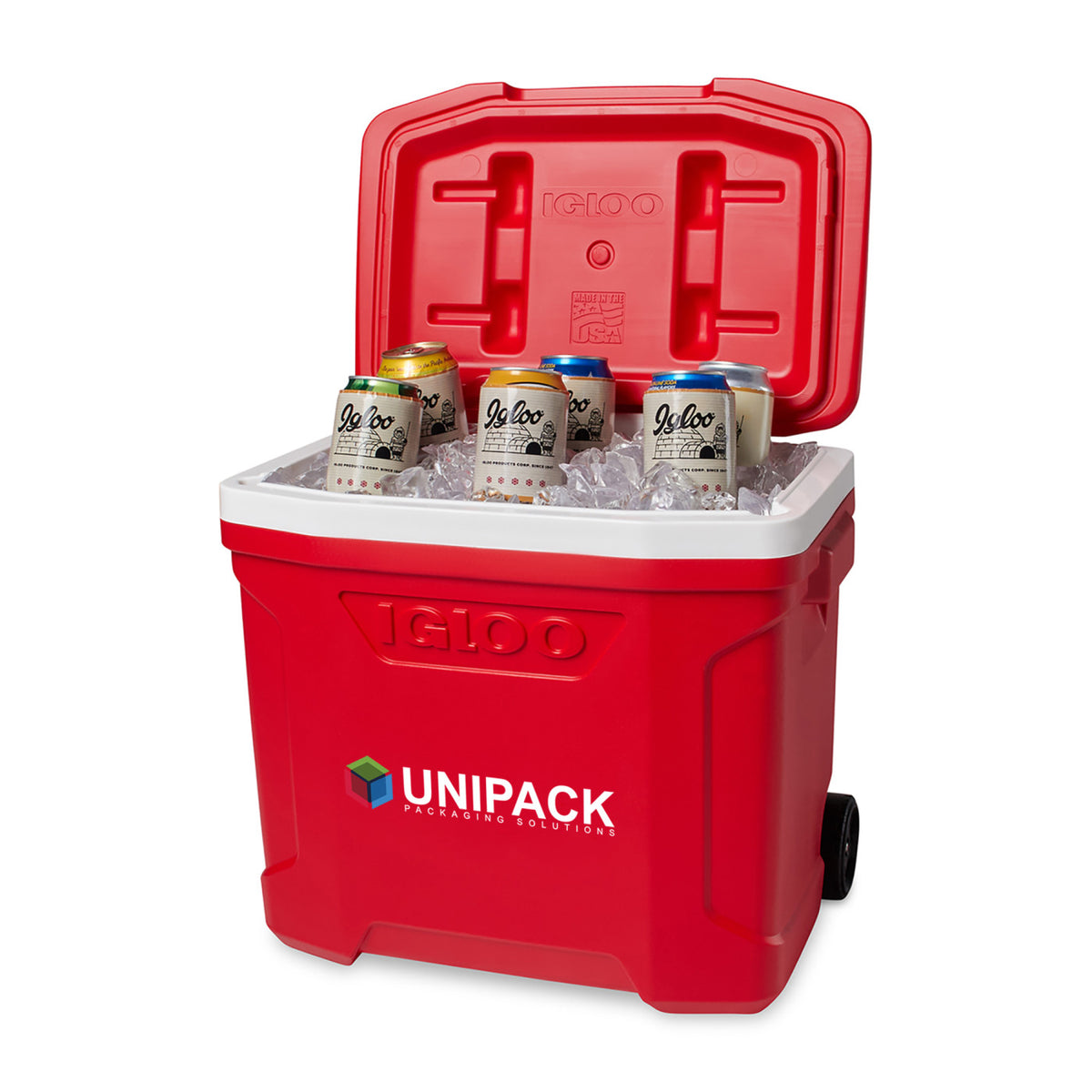 Igloo Profile Roller Cooler, 28 Qt Full Color - White-Red Star - View 6