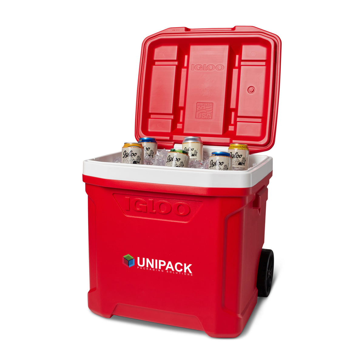 Igloo Profile Roller Cooler, 60 Qt Full Color - White-Red Star - View 3