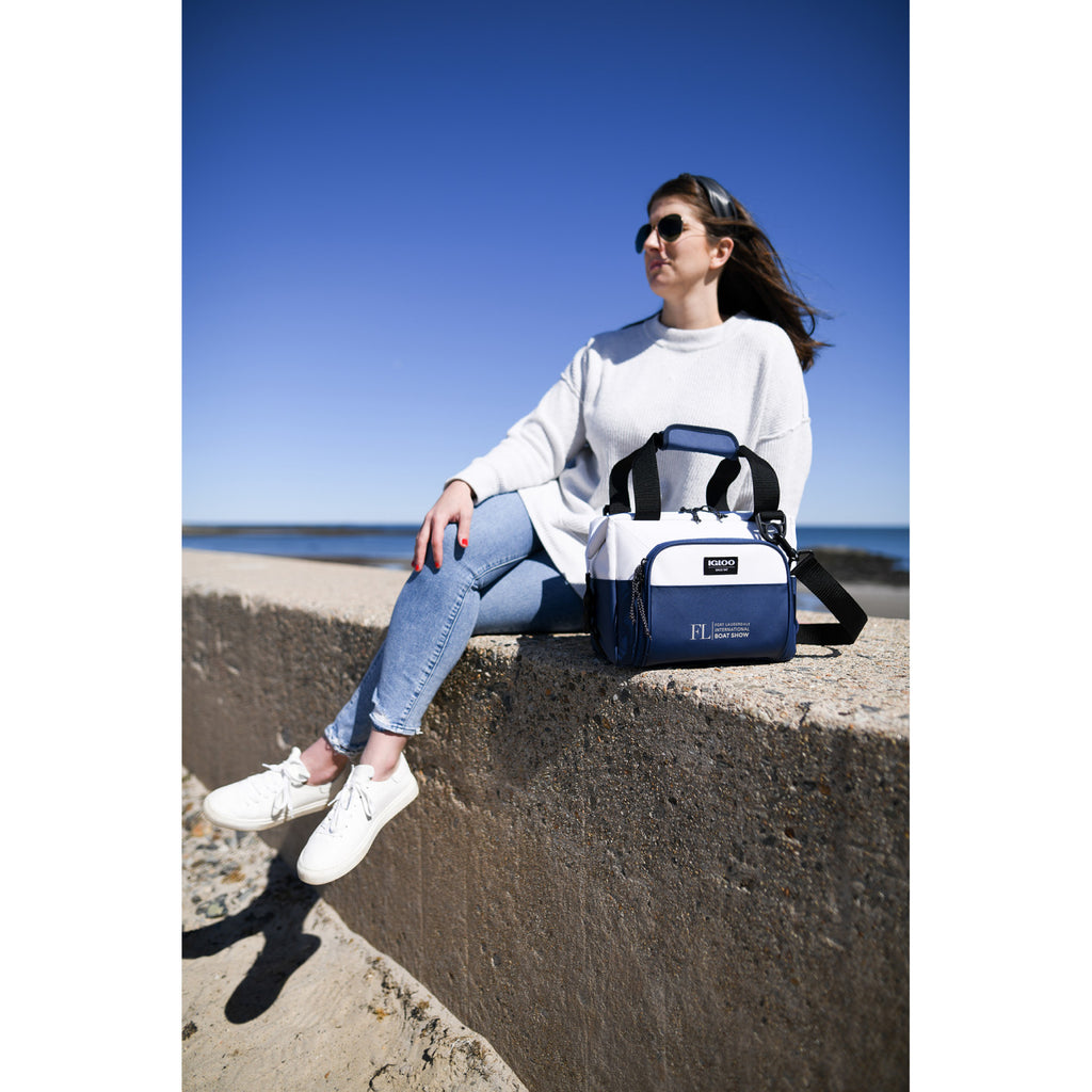 Igloo Seadrift Snap Down Cooler, 12 Cans Embroidery - Navy-White - View 10