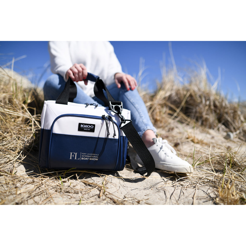 Igloo Seadrift Snap Down Cooler, 12 Cans Embroidery - Navy-White - View 6