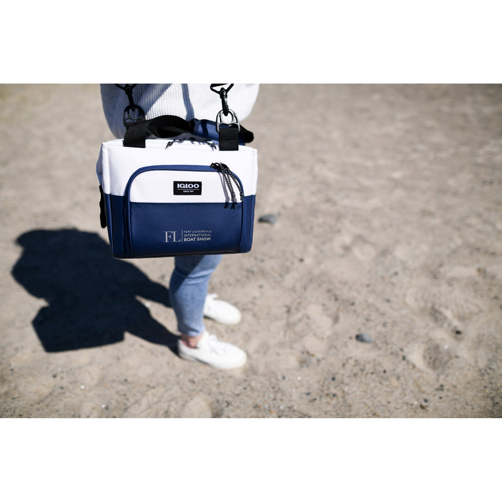 Igloo Seadrift Snap Down Cooler, 12 Cans Embroidery - Navy-White - View 8