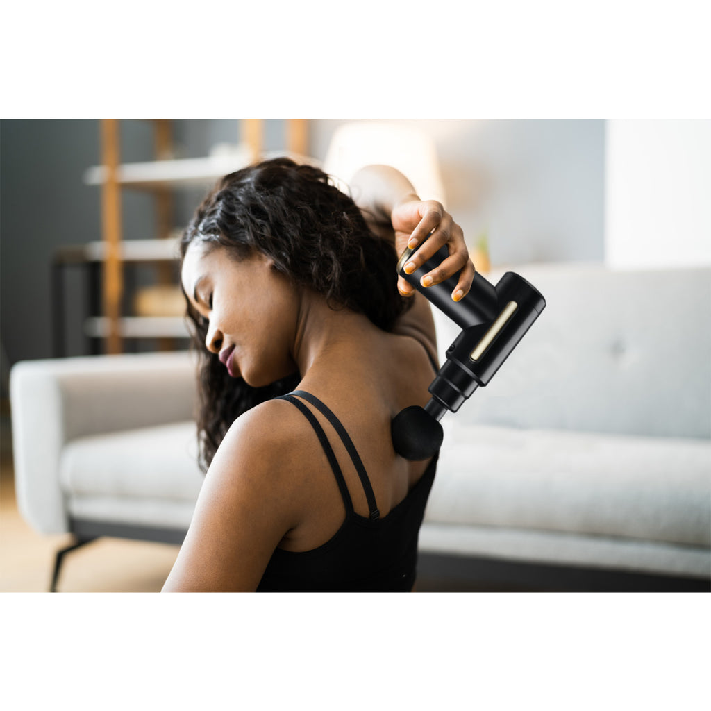iLive Compact Cordless Massage Gun, 4 Heads - Black - View 10