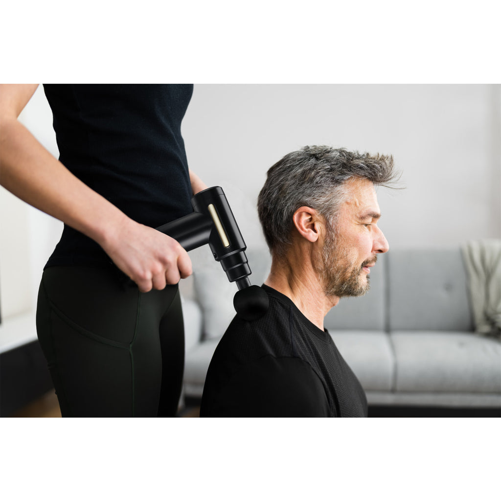 iLive Compact Cordless Massage Gun, 4 Heads - Black - View 9