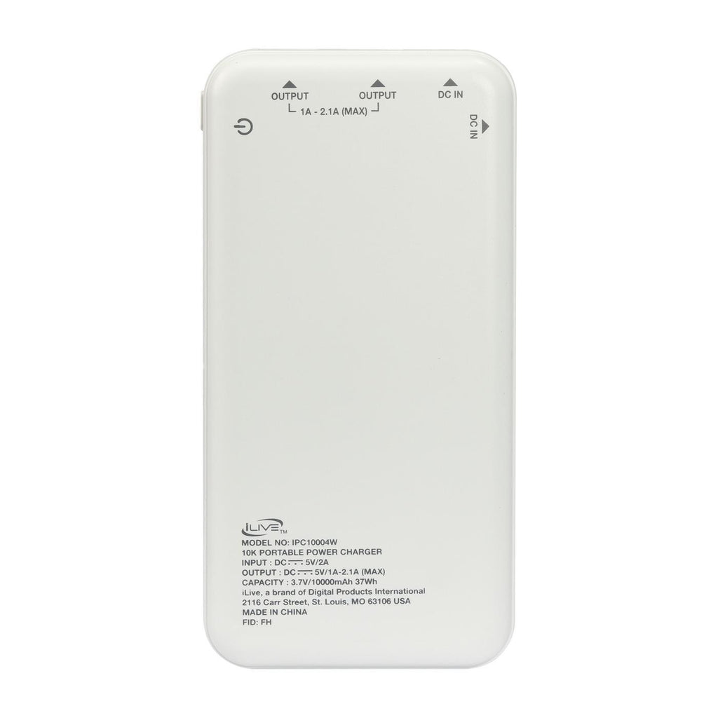 iLive Dual USB Power Bank, 10,000 mAh - White - View 5