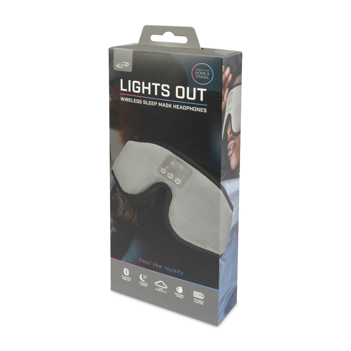 iLive Lights Out Bluetooth Sleep Mask Headphones Transfer - Grey - View 4