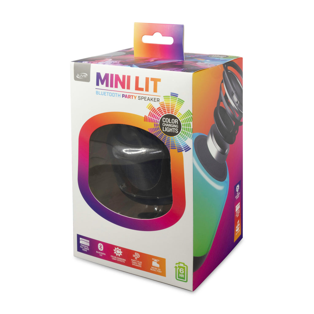 iLive Mini Lit Party Speaker with Light Show Full Color - Black - View 7