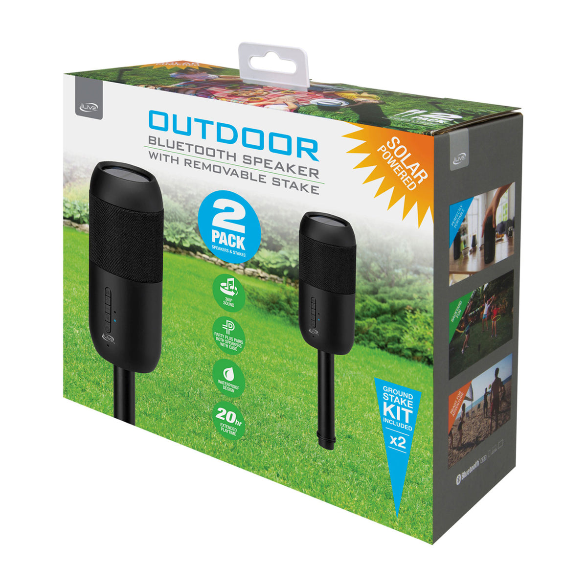 iLive Outdoor Bluetooth Stake Speakers, Set of 2 - Black - View 5