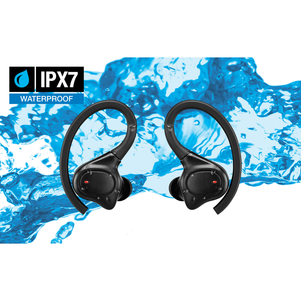 iLive Waterproof Sport Earbuds with Ear Hooks - Black - View 10