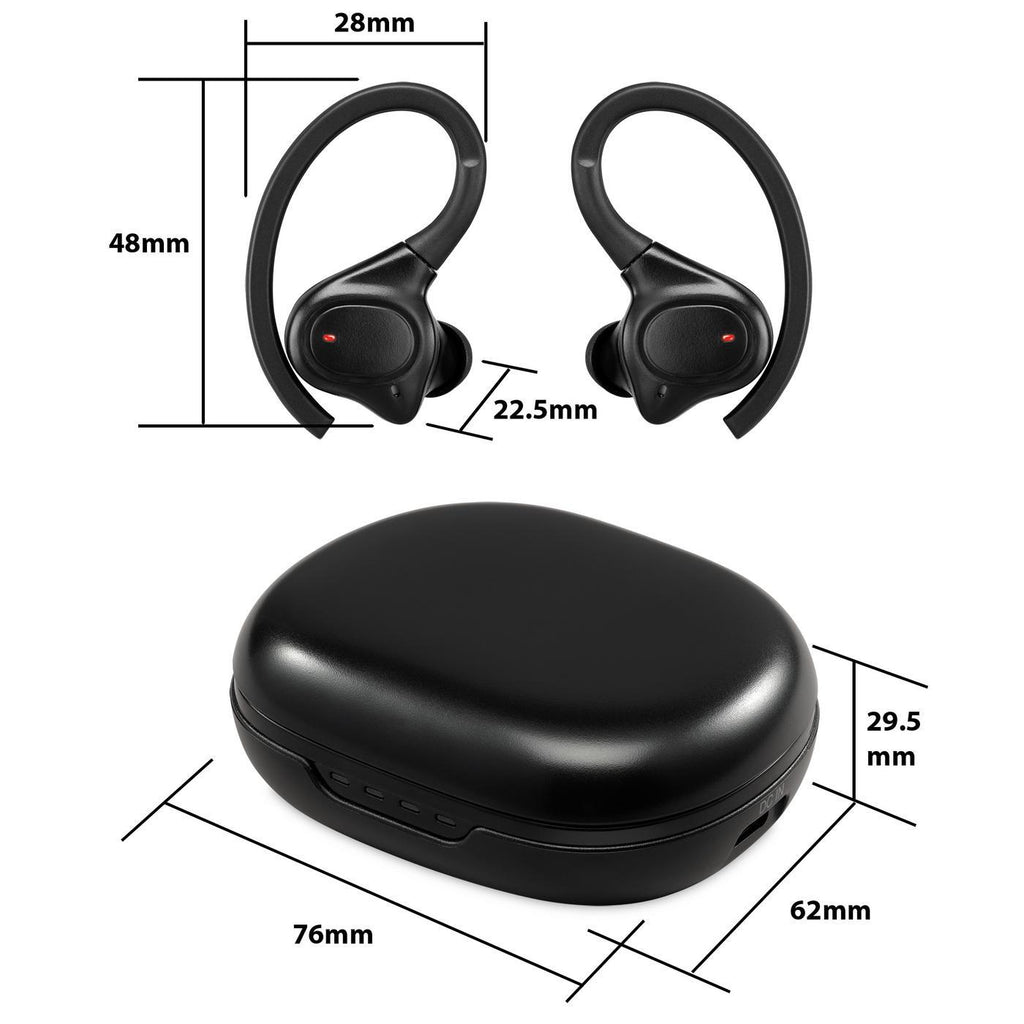 iLive Waterproof Sport Earbuds with Ear Hooks - Black - View 9