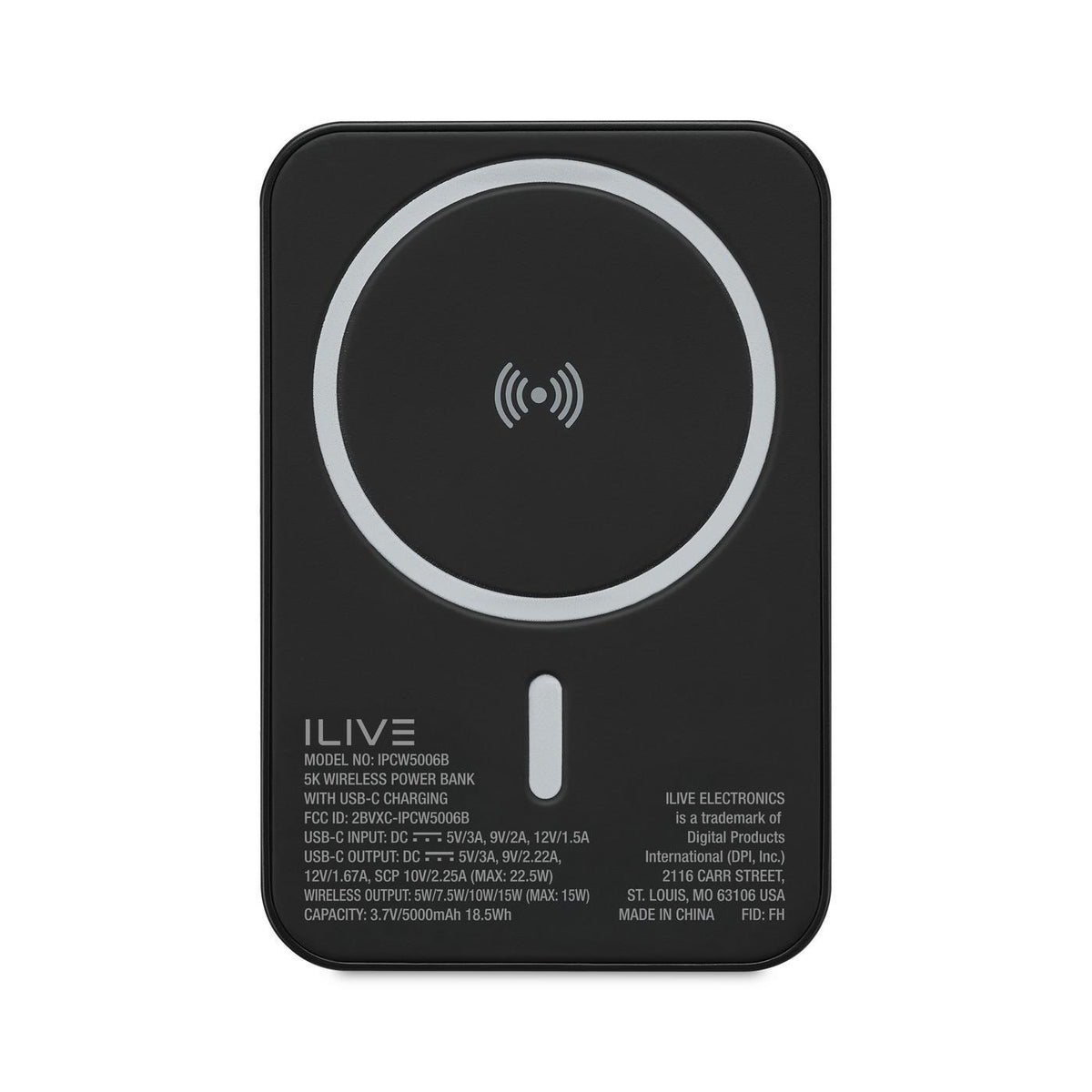 iLive Wireless Charging Power Bank, 5,000 mAh Full Color - Black - View 4