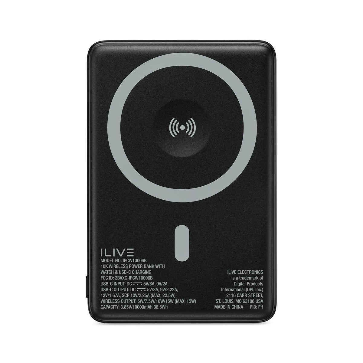 iLive Wireless Power Bank with Watch Charger, 10,000 mAh - Black - View 4