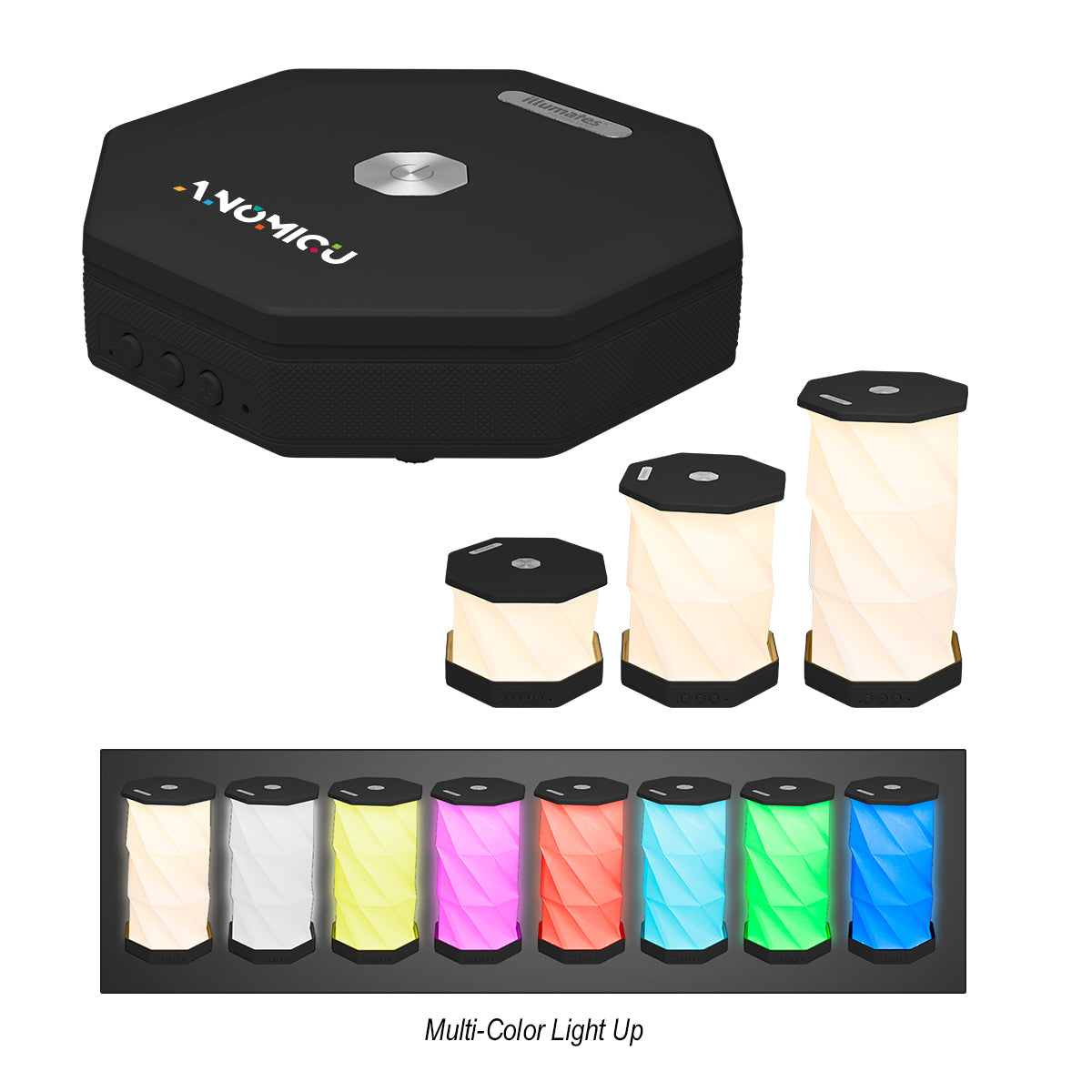 Illumates Folding Lamp with Speaker and Sound Machine - Black - Full Color