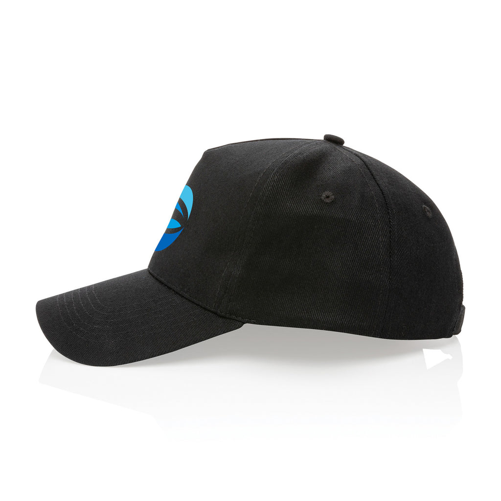 Impact Recycled Cotton Cap, 5 Panel Embroidery - Black - View 6