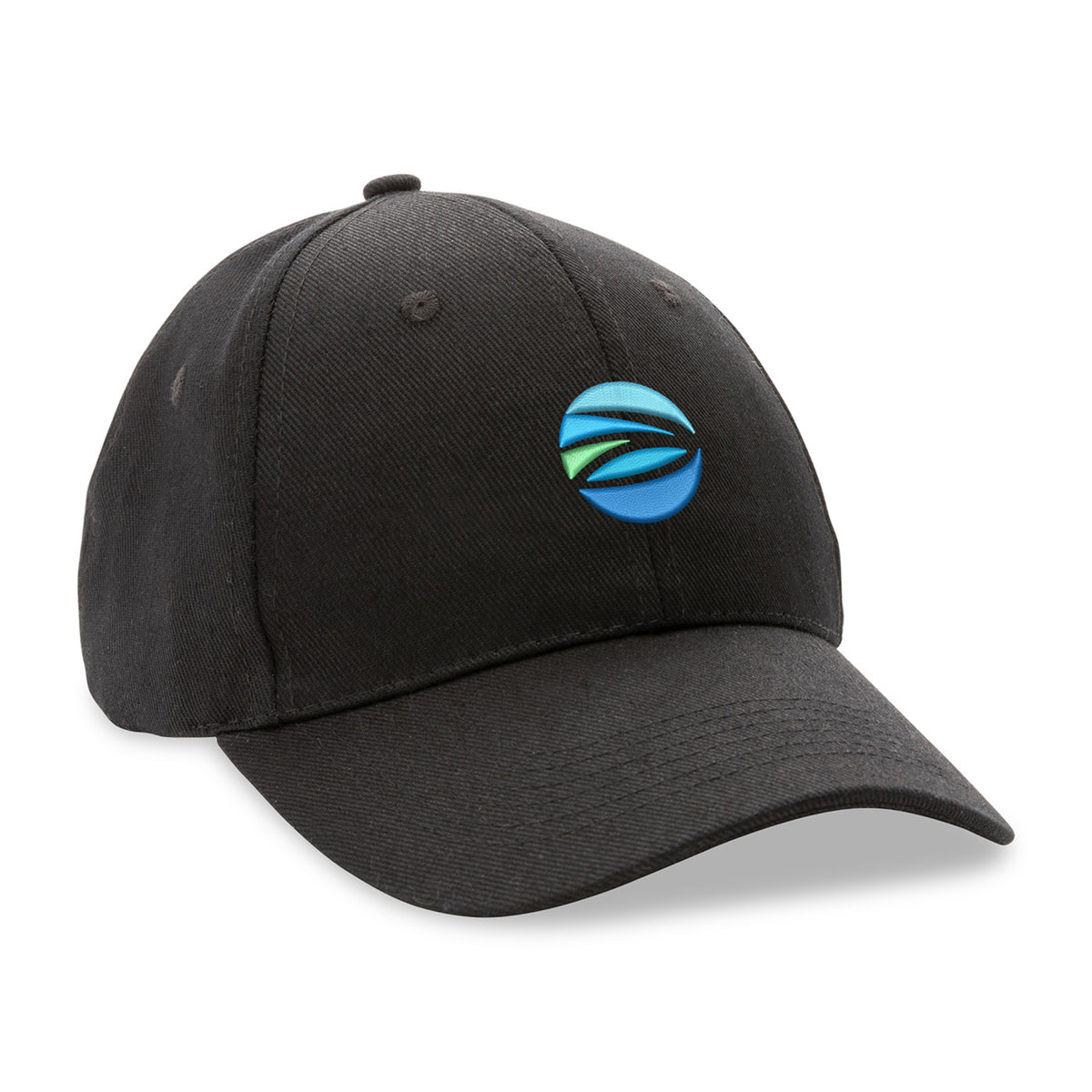 Impact Recycled Cotton Cap, 6 Panel Embroidery - Black - View 1