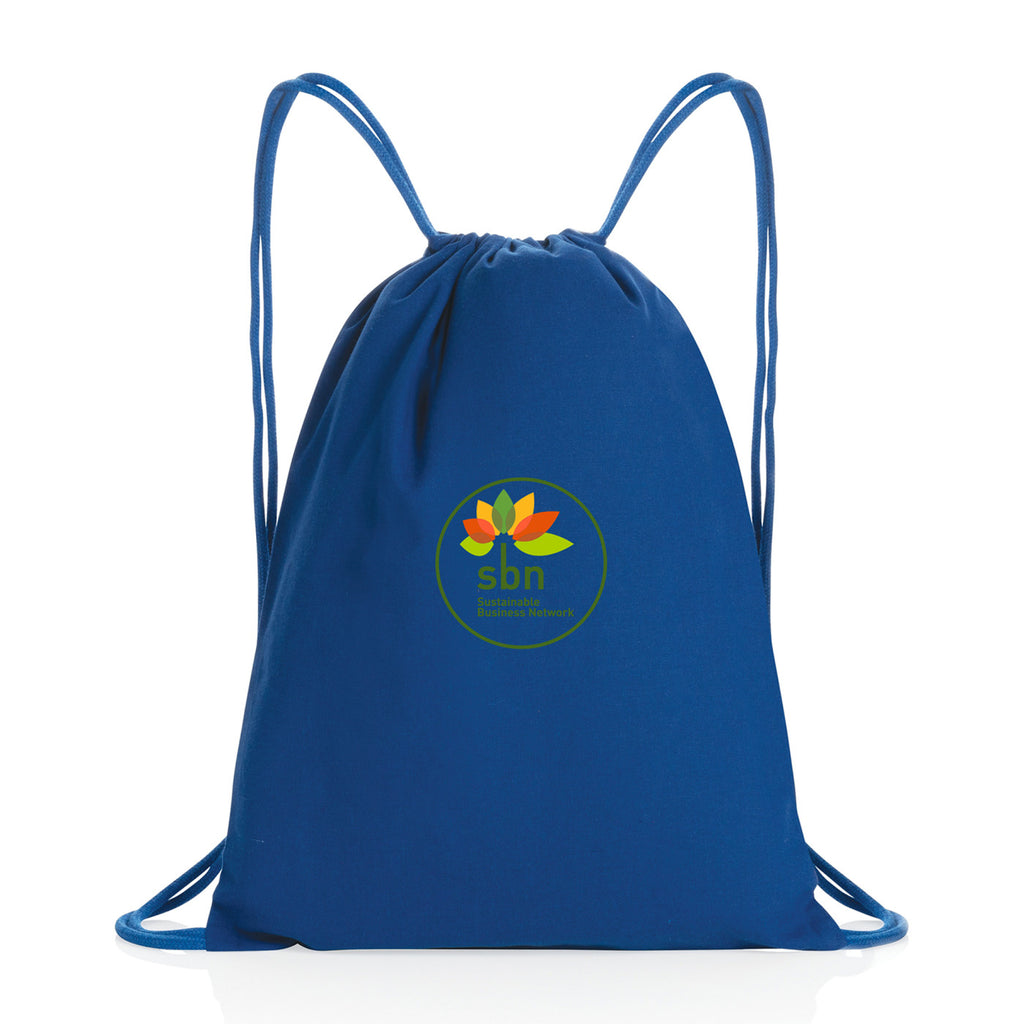 Impact Recycled Cotton Drawstring Backpack, 145 gsm - Blue - View 1