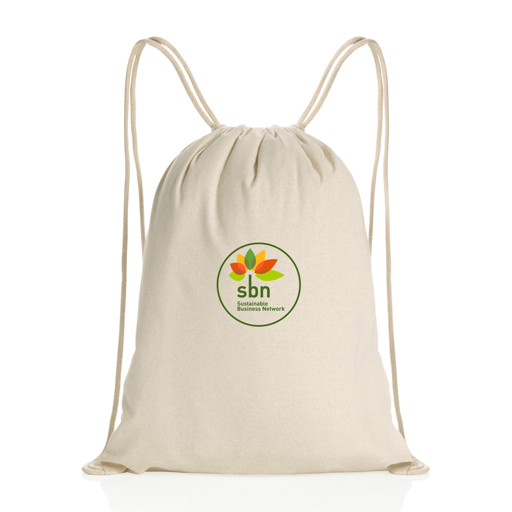 Impact Recycled Cotton Drawstring Backpack, 145 gsm - Off White - View 1