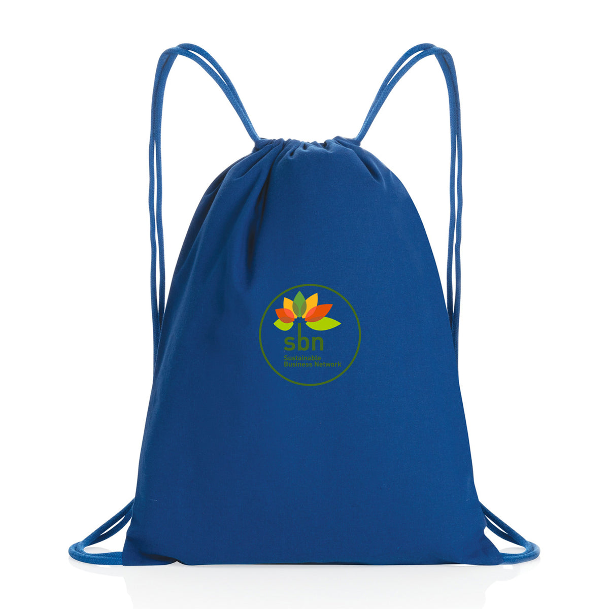 Impact Recycled Cotton Drawstring Backpack, 145 gsm Transfer - Blue - View 1